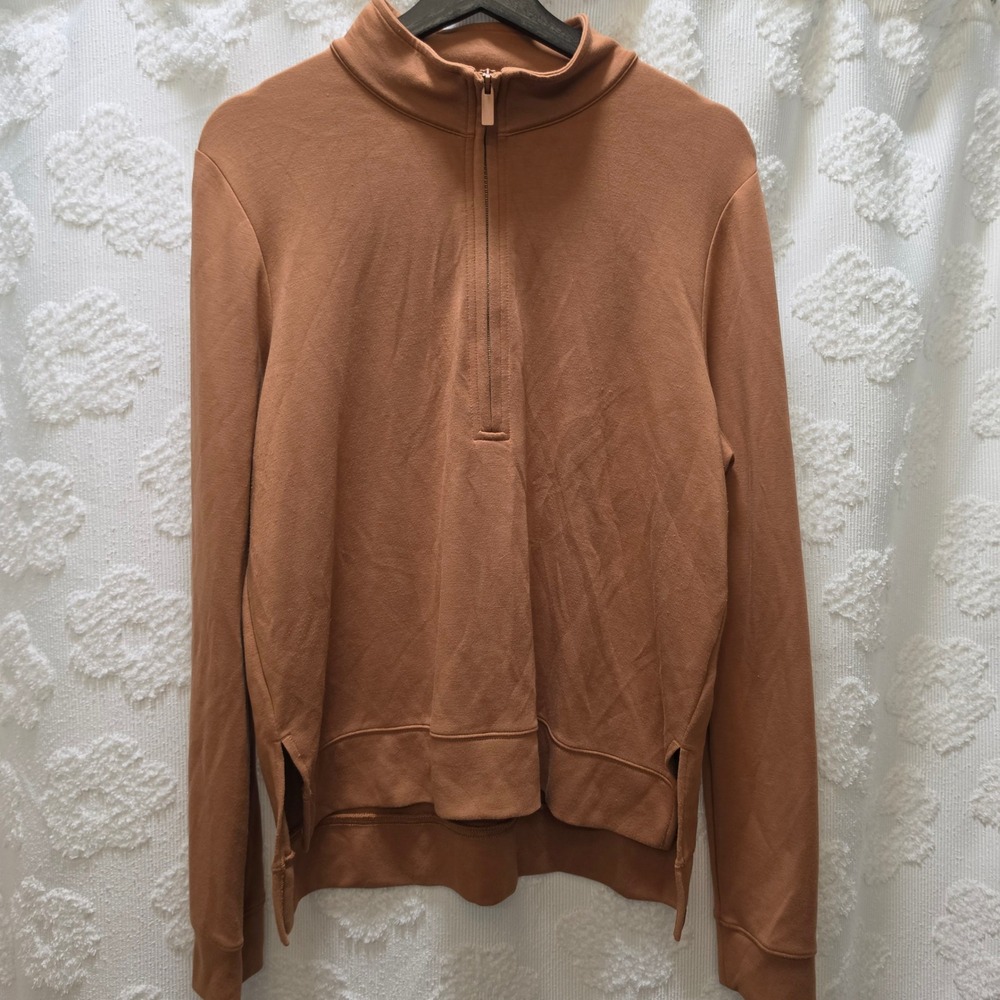 Travis Mathew Shadow Mirage Cloud 1/4 Zip Pullover Mock Neck Split Hem Large